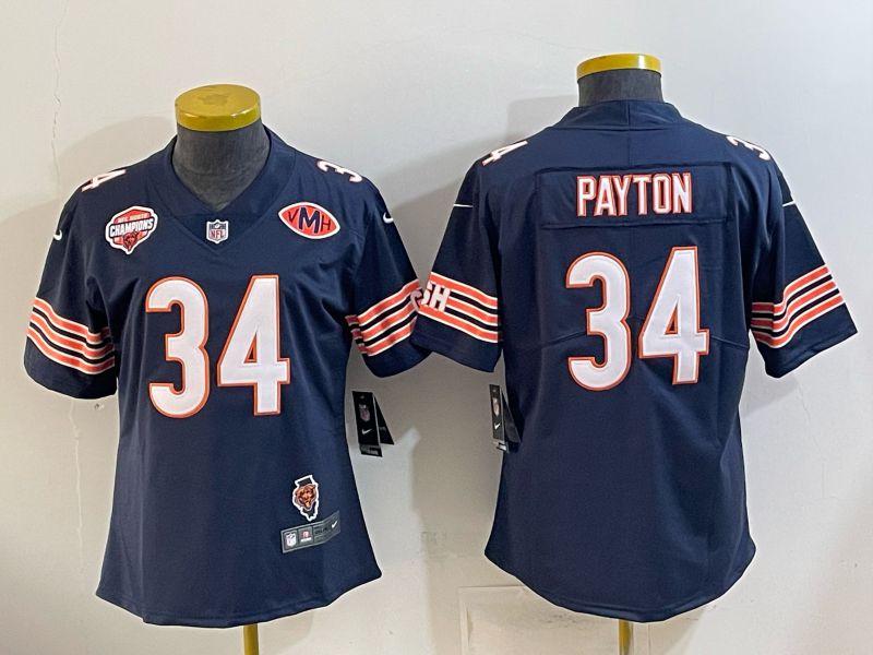 Women 2026 Chicago Bears #34 Payton Blue Nike Limited NFL Jersey style 0009
